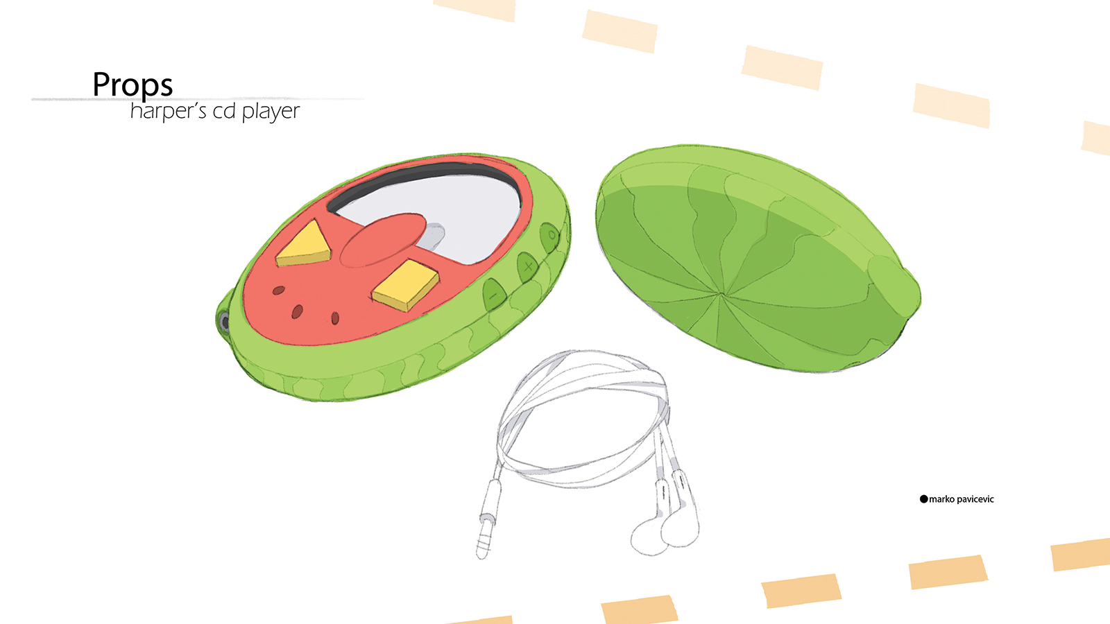 Sketch of a child's portable CD player.