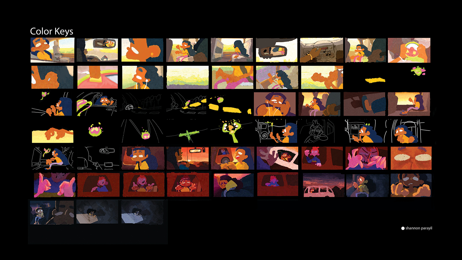 Storyboard and color key of Flap.