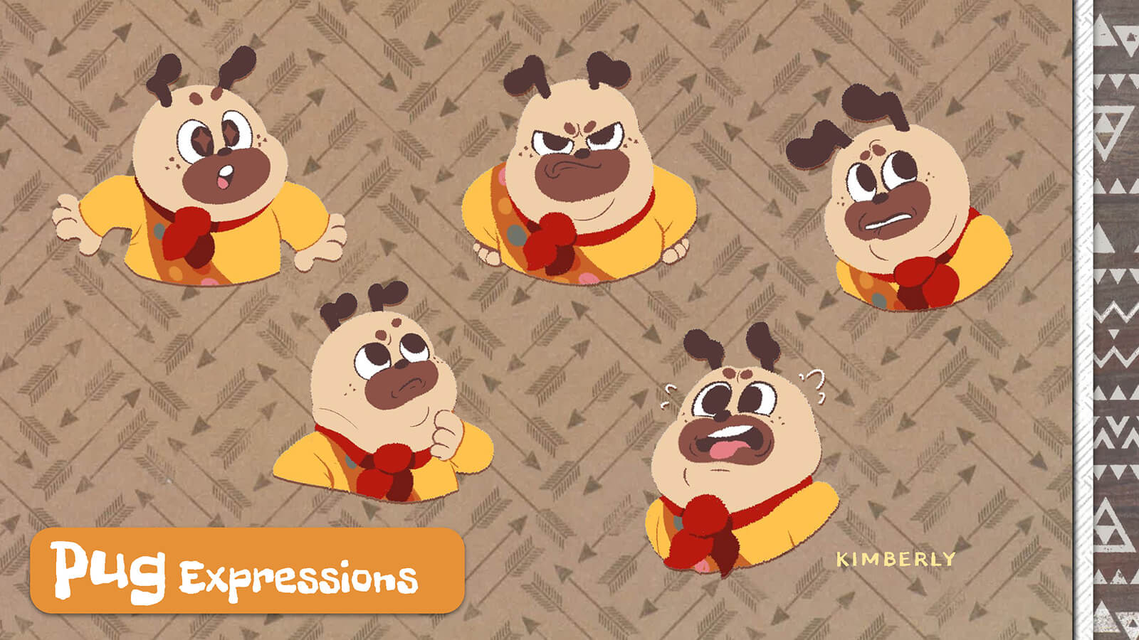 Facial expressions of the character Pug.