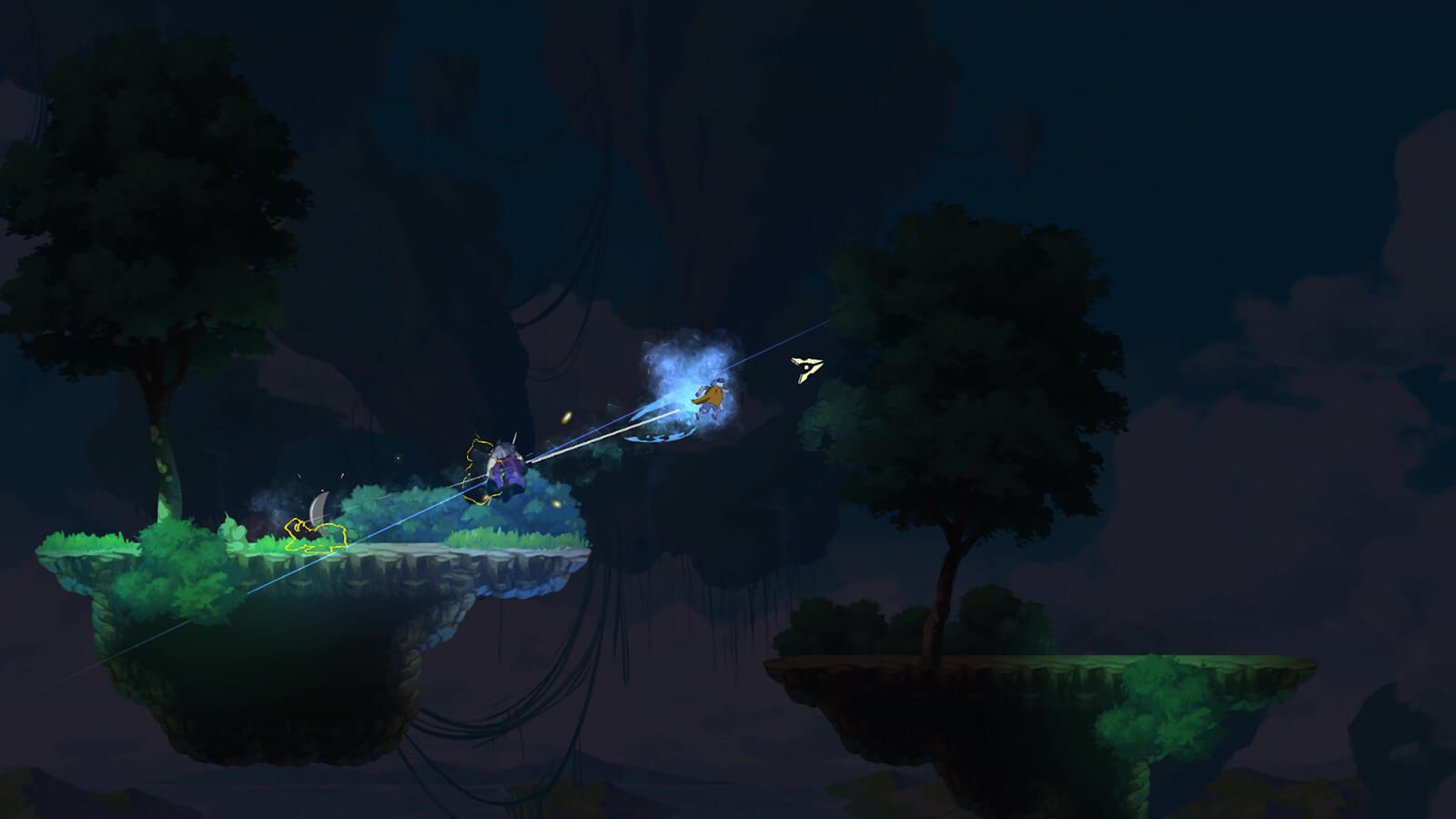 Player character air dashes through a robed enemy