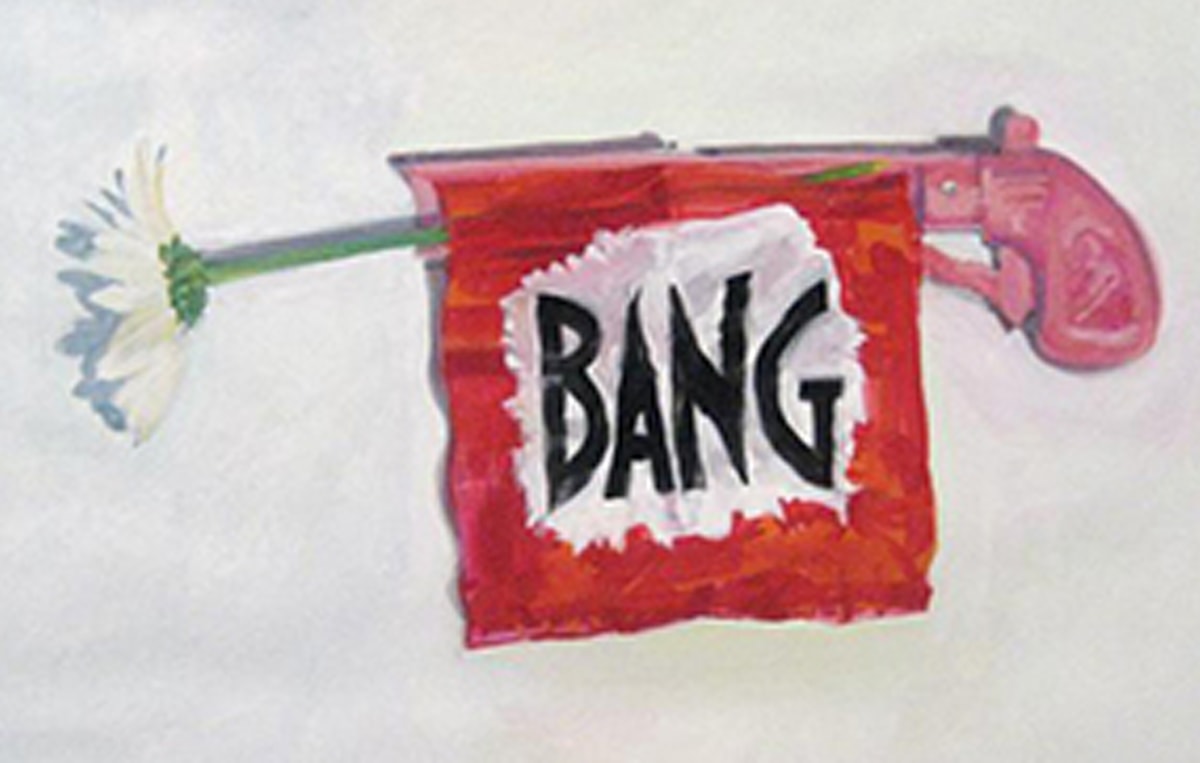 Doug Parry's Flower Power painting shows a gun shooting a flower instead of a bullet