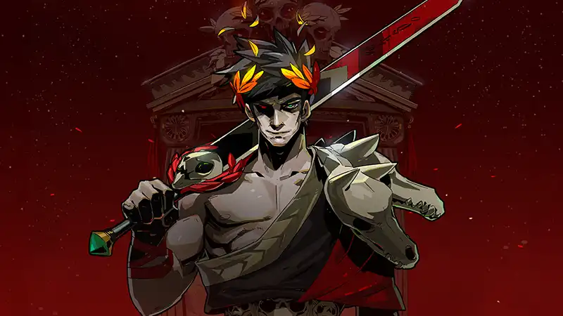 Art depicting Zagreus, the hero from the game Hades, holding a sword.