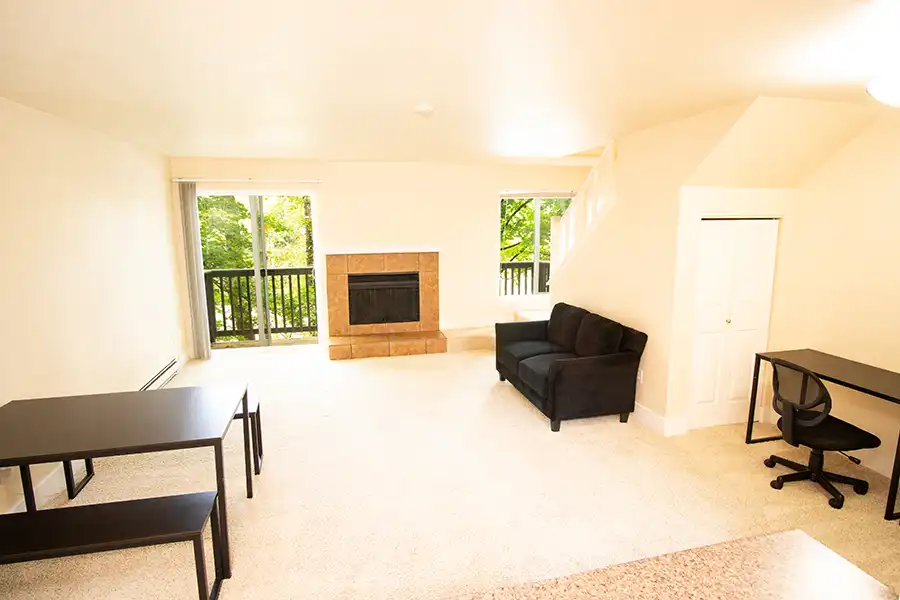 Apartment living room with furniture.